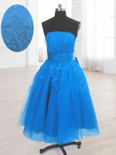 Best Selling Organza Sleeveless Knee Length Homecoming Dress and Embroidery