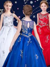 New Arrival White and Red and Royal Blue Zipper Scoop Beading Womens Party Dresses Organza Sleeveless