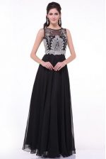 Discount Black Prom Dress Prom and Party with Beading and Appliques and Ruching Scoop Sleeveless Zipper