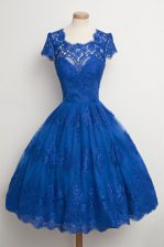 Super Scalloped Cap Sleeves Lace Homecoming Dress Lace Zipper
