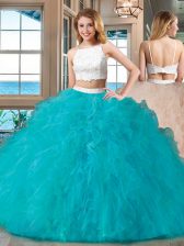 Best Blue Straps Backless Beading Quinceanera Gowns Sleeveless