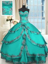 Fantastic Sleeveless Lace Up Floor Length Beading and Embroidery and Ruffled Layers Vestidos de Quinceanera