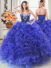 Low Price Sleeveless Beading and Ruffles Lace Up Quince Ball Gowns