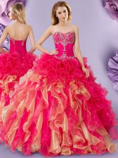  Ball Gowns Ball Gown Prom Dress Multi-color Sweetheart Organza Sleeveless Floor Length Lace Up