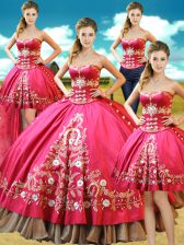  Four Piece Sleeveless Lace Up Floor Length Beading and Embroidery Sweet 16 Quinceanera Dress