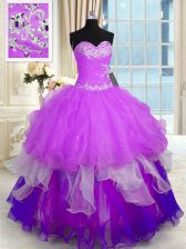  Multi-color Sleeveless Beading and Ruffles Floor Length Quinceanera Dress