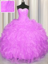  Lilac Sleeveless Beading and Ruffles Floor Length Sweet 16 Quinceanera Dress