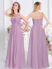 Customized Sweetheart Sleeveless Zipper Quinceanera Court Dresses Lavender Chiffon