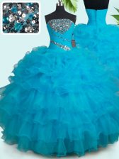 Cheap Floor Length Ball Gowns Sleeveless Baby Blue Sweet 16 Dresses Zipper