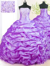 Chic Beading Sweet 16 Quinceanera Dress Lavender Lace Up Sleeveless With Train Sweep Train