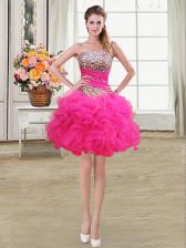  Sleeveless Beading and Ruffles and Ruffled Layers and Sequins Lace Up Prom Gown
