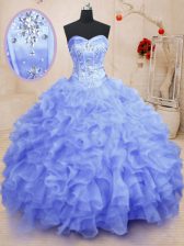 Best Selling Sleeveless Beading and Ruffles Lace Up Quinceanera Gowns