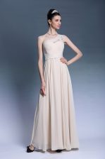 Sumptuous One Shoulder Sleeveless Side Zipper Prom Gown Champagne Chiffon