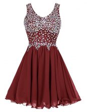 New Style Burgundy Evening Dress Prom and Party with Beading Straps Sleeveless Zipper