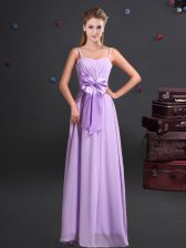  Lavender Sleeveless Chiffon Zipper Dama Dress for Quinceanera for Prom and Party and Wedding Party