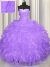 Simple Floor Length Lavender Quinceanera Gowns Sweetheart Sleeveless Lace Up