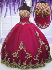Attractive Floor Length Ball Gowns Sleeveless Fuchsia 15 Quinceanera Dress Zipper