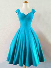 High Class Baby Blue Sleeveless Taffeta Lace Up Dama Dress for Prom and Party and Wedding Party