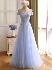  Floor Length A-line Sleeveless Lavender Homecoming Dress Lace Up