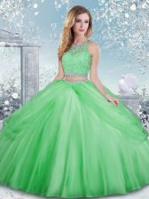 Ideal Sleeveless Tulle Clasp Handle Quince Ball Gowns for Military Ball and Sweet 16 and Quinceanera
