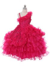  Sleeveless Lace and Ruffles and Ruffled Layers Lace Up Party Dress for Toddlers