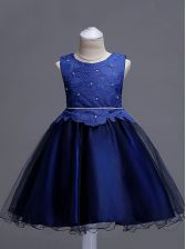 Beautiful Scoop Sleeveless Organza Little Girl Pageant Dress Lace Zipper