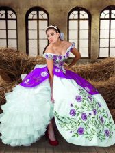 Admirable Floor Length Multi-color 15 Quinceanera Dress Off The Shoulder Sleeveless Lace Up