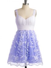  Straps Sleeveless Quinceanera Court Dresses Knee Length Lace Lavender Lace