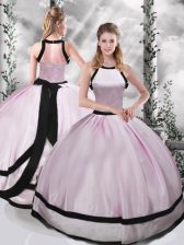  Pink Taffeta Zipper Scoop Sleeveless Floor Length 15 Quinceanera Dress Ruching