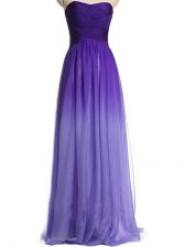 Sophisticated Multi-color Empire Sweetheart Sleeveless Chiffon Floor Length Lace Up Ruching Prom Dress