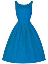  Knee Length Blue Quinceanera Court Dresses Scoop Sleeveless Zipper