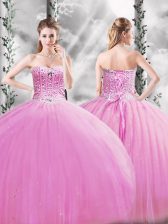  Ball Gowns 15th Birthday Dress Lilac Sweetheart Tulle Sleeveless Floor Length Lace Up