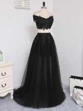 Captivating Black Zipper Prom Evening Gown Beading Sleeveless Floor Length