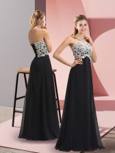  Black Sleeveless Lace Prom Evening Gown