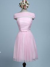  Strapless Sleeveless Side Zipper Dama Dress Baby Pink Tulle