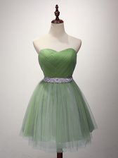  Mini Length Green Court Dresses for Sweet 16 Sweetheart Sleeveless Lace Up