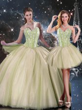 Top Selling Multi-color Tulle Lace Up Quinceanera Dress Sleeveless Floor Length Beading