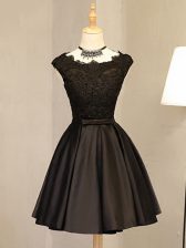 Luxury Black Scoop Zipper Lace and Appliques Evening Dress Sleeveless