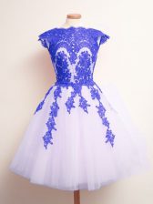  Tulle Sleeveless Mini Length Dama Dress for Quinceanera and Appliques