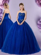 Fine Floor Length Royal Blue Sweet 16 Dresses Sweetheart Sleeveless Lace Up
