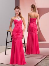 Glorious Chiffon Sweetheart Sleeveless Lace Up Sequins Dress for Prom in Hot Pink