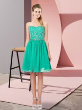 Excellent Knee Length Turquoise Prom Dress Sweetheart Sleeveless Lace Up