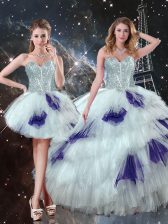  Beading and Ruffled Layers and Sequins 15 Quinceanera Dress Multi-color Lace Up Sleeveless Floor Length