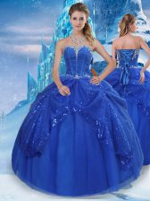 Captivating Tulle Sleeveless Floor Length 15 Quinceanera Dress and Beading and Pick Ups