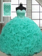 Super Fabric With Rolling Flowers Sleeveless Vestidos de Quinceanera Brush Train and Beading