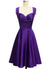 Dramatic Purple Straps Neckline Ruching Damas Dress Sleeveless Lace Up