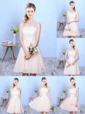 High End Sleeveless Knee Length Lace Lace Up Court Dresses for Sweet 16 with Champagne