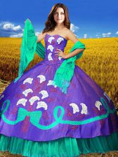Popular Floor Length Multi-color Sweet 16 Dress Sweetheart Sleeveless Lace Up