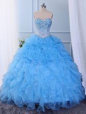  Floor Length Baby Blue Quinceanera Gowns Sweetheart Sleeveless Lace Up