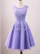  Tulle Scoop Sleeveless Lace Up Lace Court Dresses for Sweet 16 in Lavender